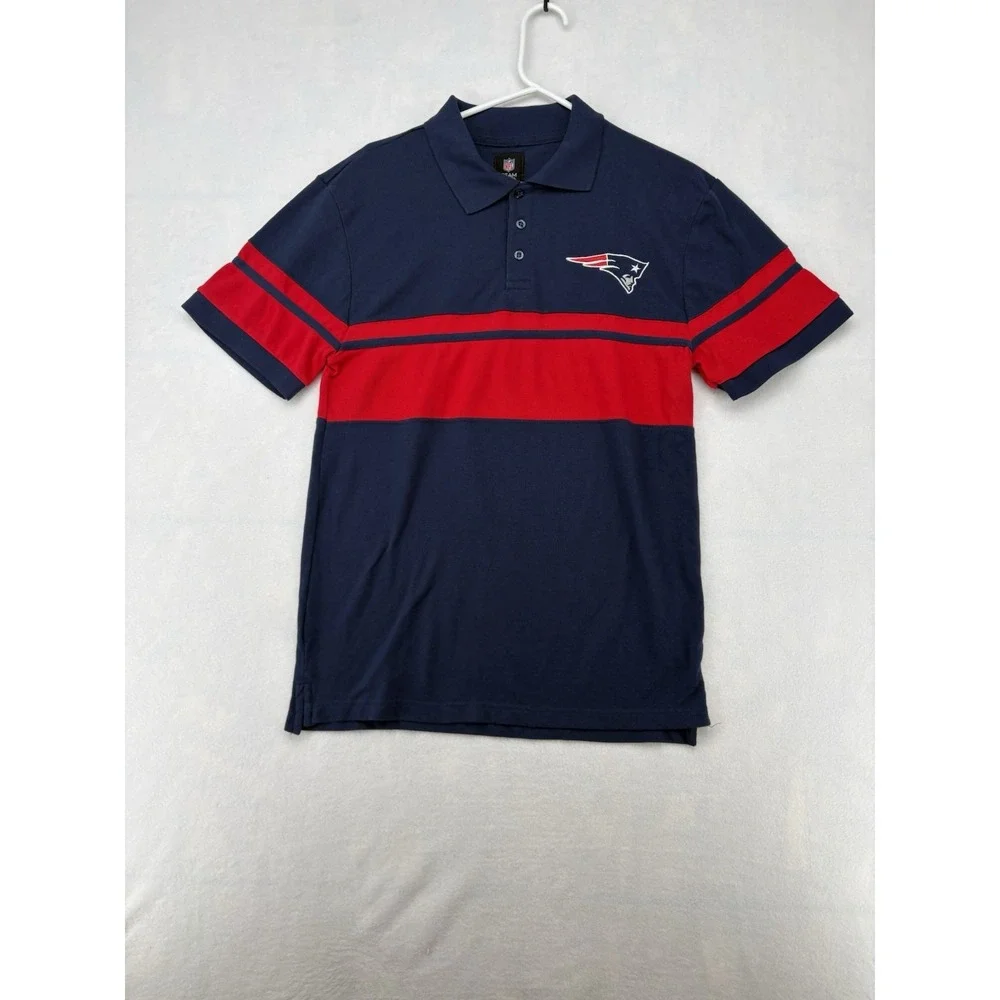 NFL Team Apparel New England Patriots Polo Striped Shirt Size Medium